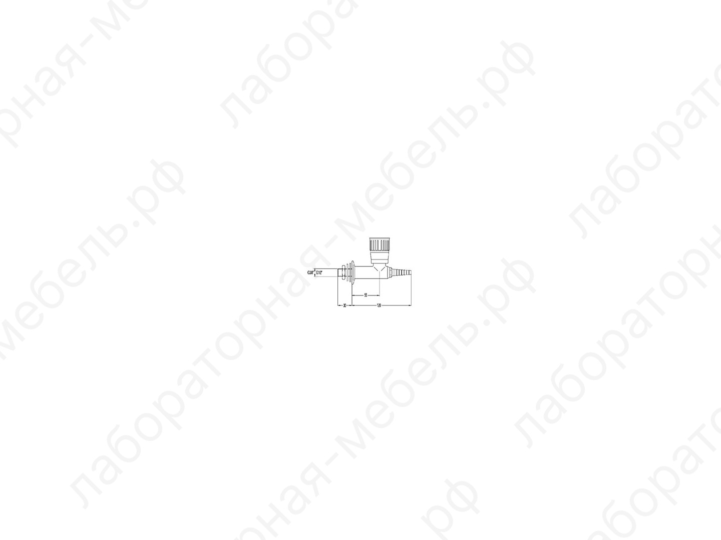 Сантехника для лабораторий - 14050_2 Кран лабораторный д/сжатого воздуха линейный д/установки в стену/стеллаж