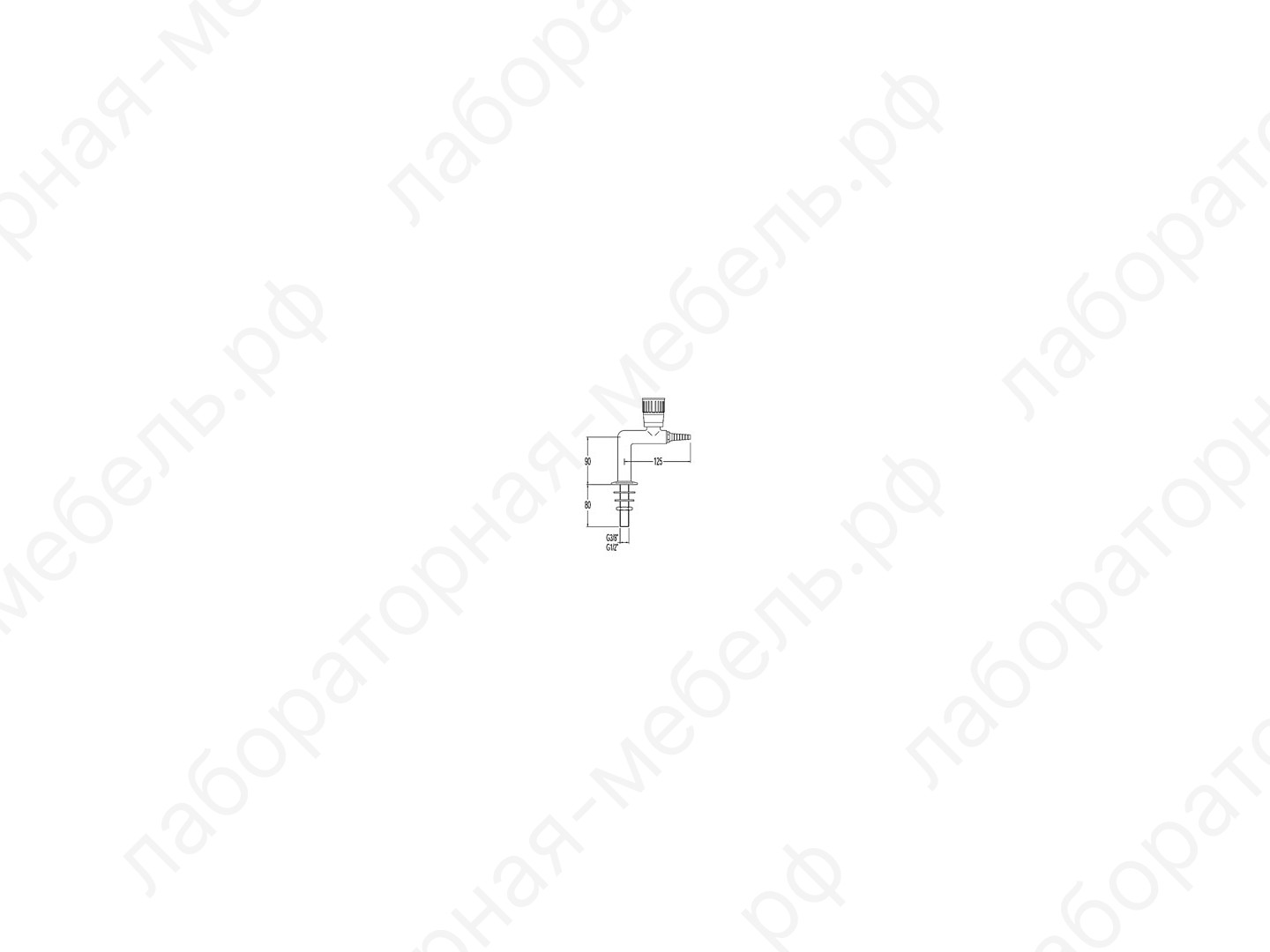 Сантехника для лабораторий - 14010_2 Кран лабораторный д/сжатого воздуха Г-образный д/установки в столешницу